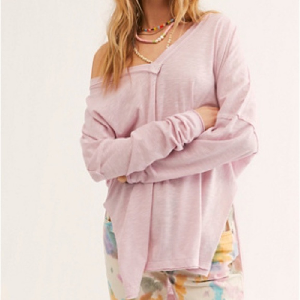 Free People We The Free On My Mind V-Neck Top in Amnesia Rose (XS)